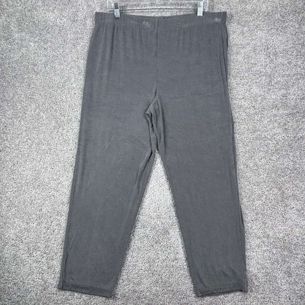 Travelers by Chicos Gray Slinky Knit Tapered Leg Pants‎ Size 3  Elastic Waist